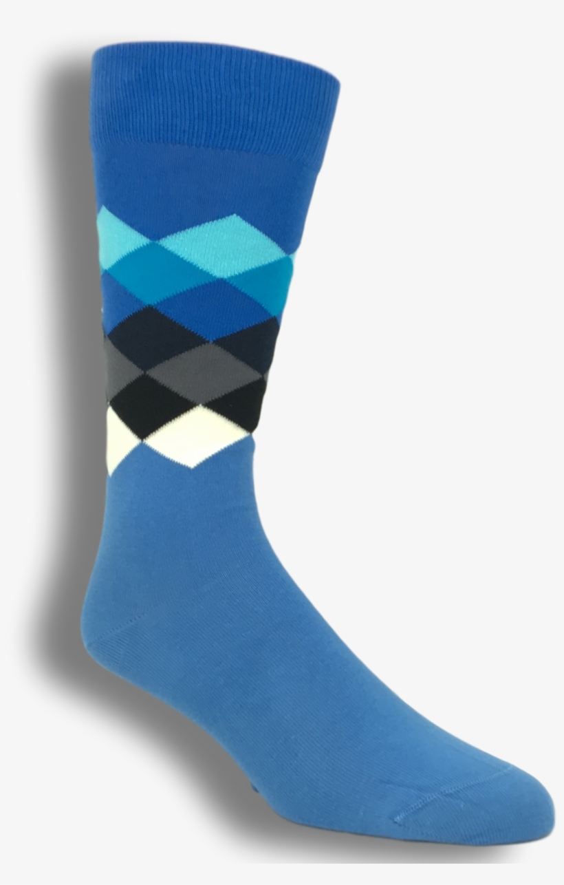Blue, Black, And White Faded Diamond Socks By Happy, transparent png