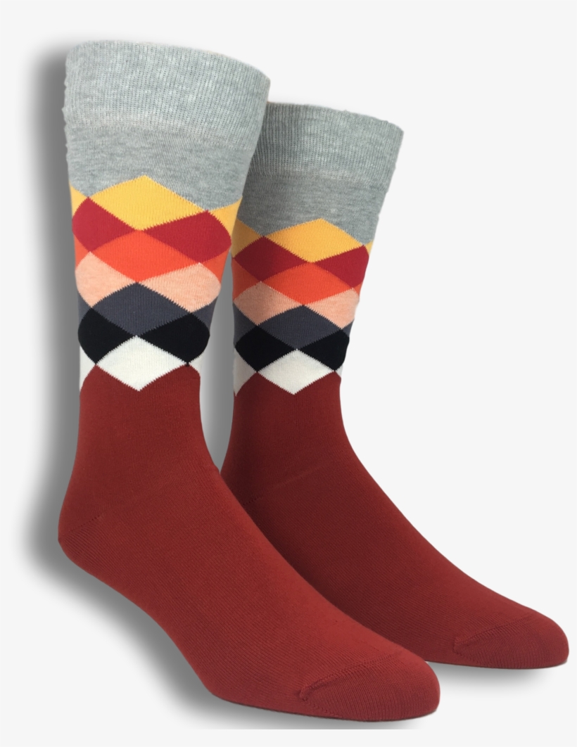 Grey, Red, And White Faded Diamond Socks By Happy Socks, transparent png