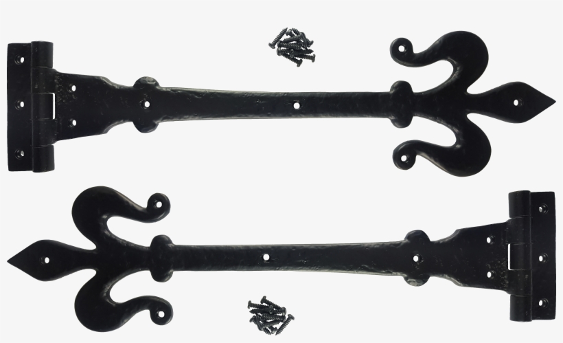 395mm Black Antique Fleur De Lys Hinges, transparent png
