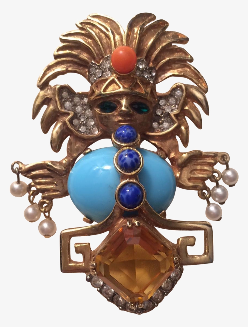 This Golden Kenneth Jay Lane Pin Depicts An Aztec Warrior,, transparent png