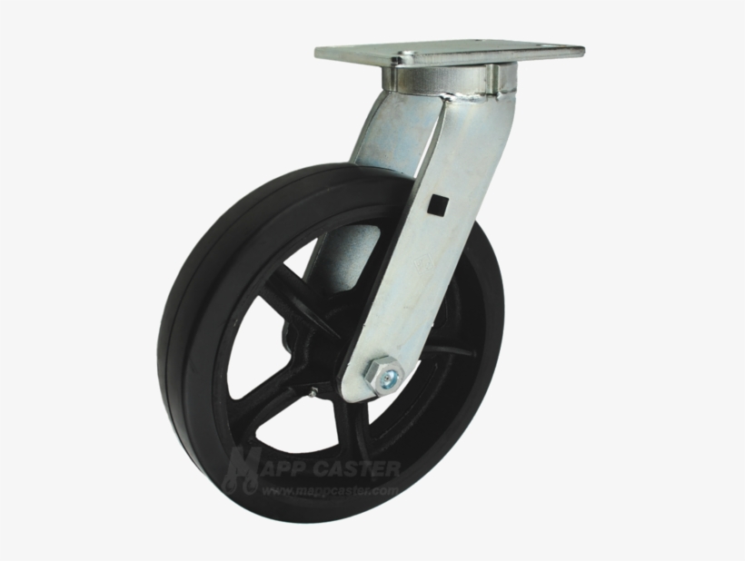 12" X 3" Rubber On Iron Wheel Swivel Caster, transparent png