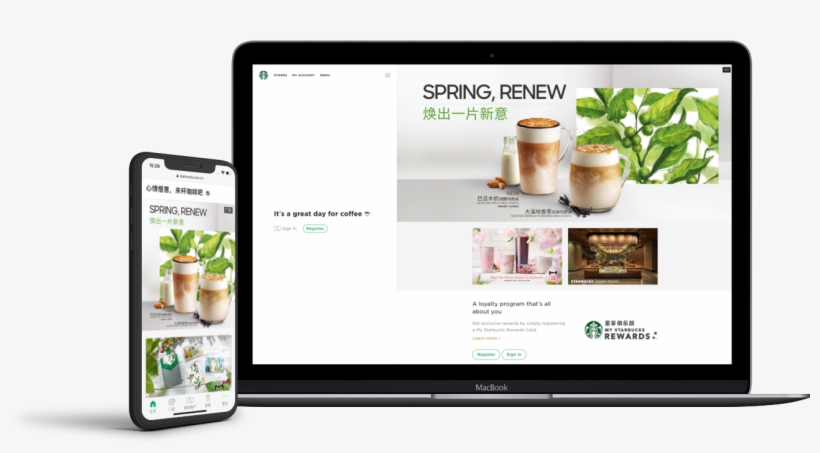 Starbucks' Mobile-first Website, transparent png