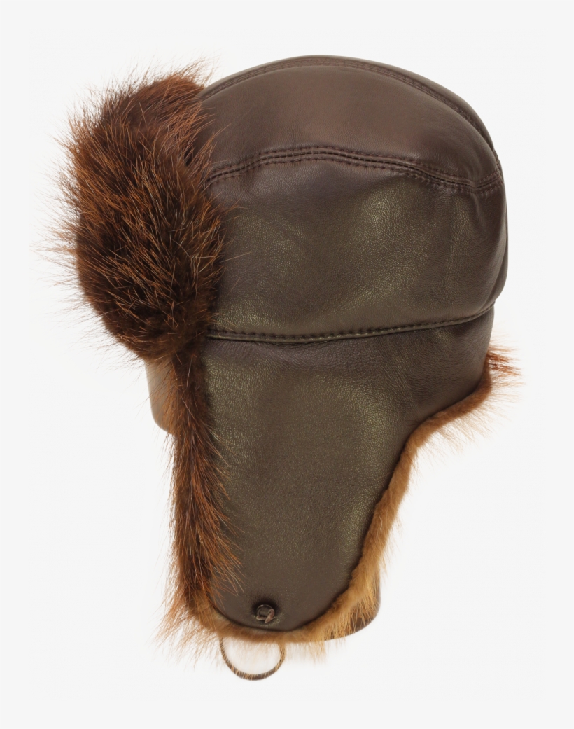 Image Black And White Stock Trapper Hat In Brown Leather - Beaver Pelt Hat Transparent, transparent png