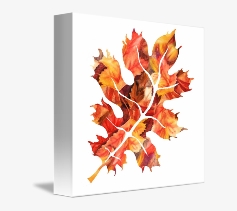 Fall Oak Leaf Watercolor Silhouette By Irina Sztukowski - Watercolor Painting, transparent png