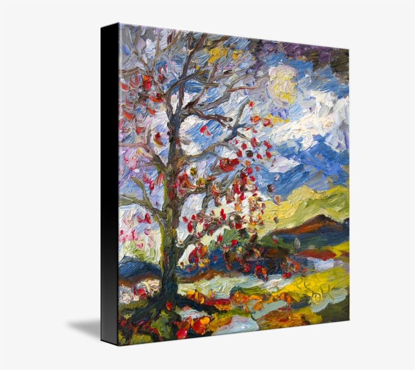 Autumn Sunset Impressionism Oil Painting Must Go Sale - Modern Art Autumn Tree Red Leaves Falling, transparent png