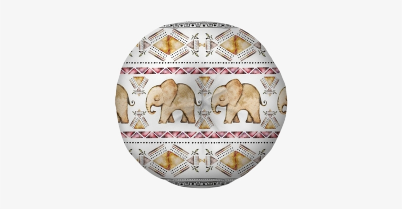 Seamless Pattern, Rim, Border With Watercolor Illustration - Indian Elephant, transparent png