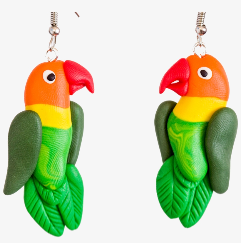 Handcrafted Fischer's Lovebirds Earrings - Earrings, transparent png