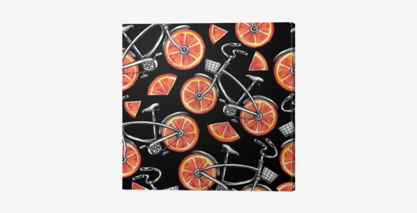 Watercolor Seamless Pattern Bicycles With Grapefruit - Bicycle, transparent png