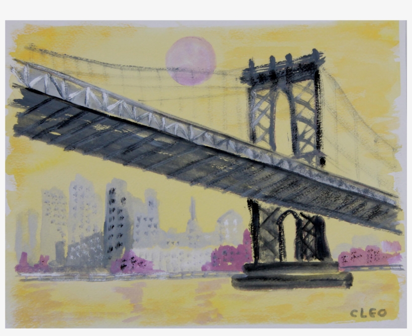 Bridge New York Painting By Cleo Chairish - Manhattan, transparent png