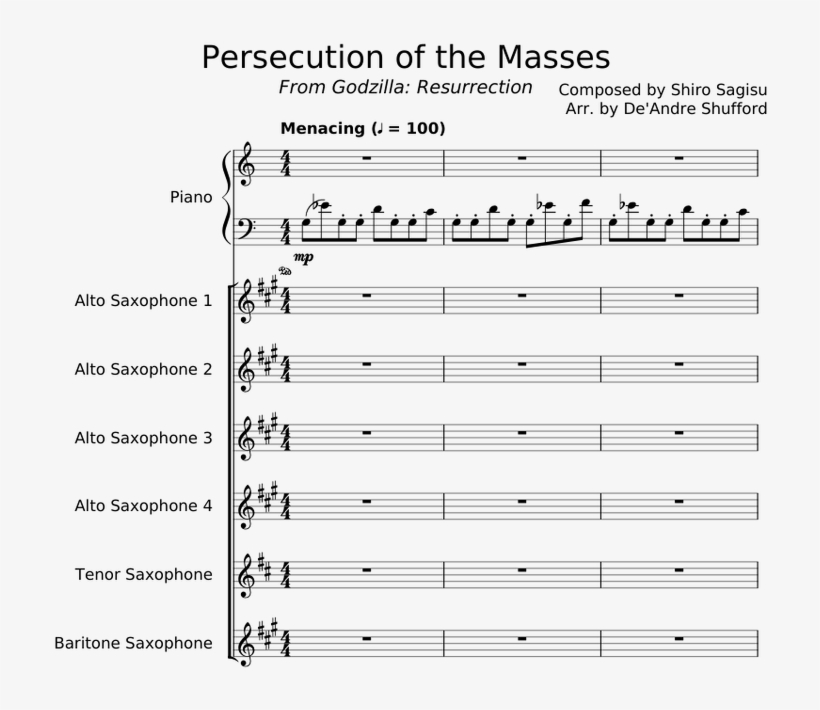 Persecution Of The Masses Sheet Music For Piano, Alto, transparent png