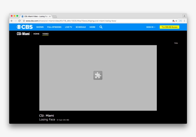 Cbs' Video Library Requires Flash Player, transparent png