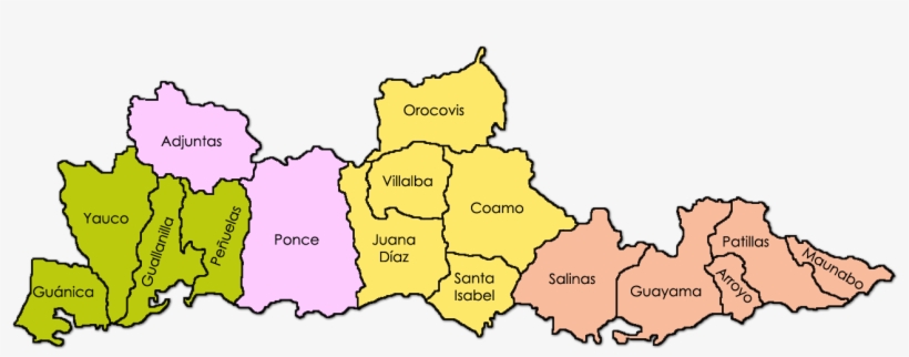 Mapa De Los Municipios Que Componen La Región Sur Png, transparent png
