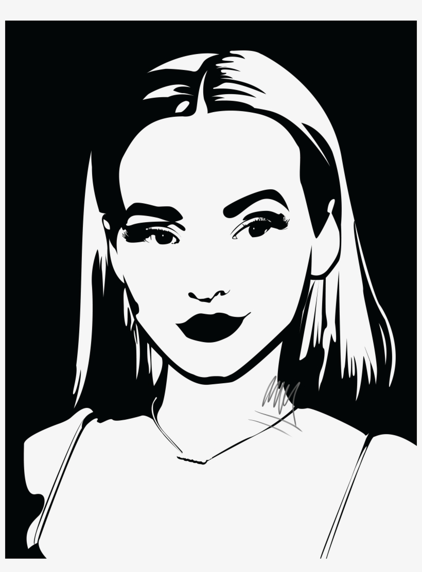 Black & White Portrait Drawing Of Dove Cameron, transparent png