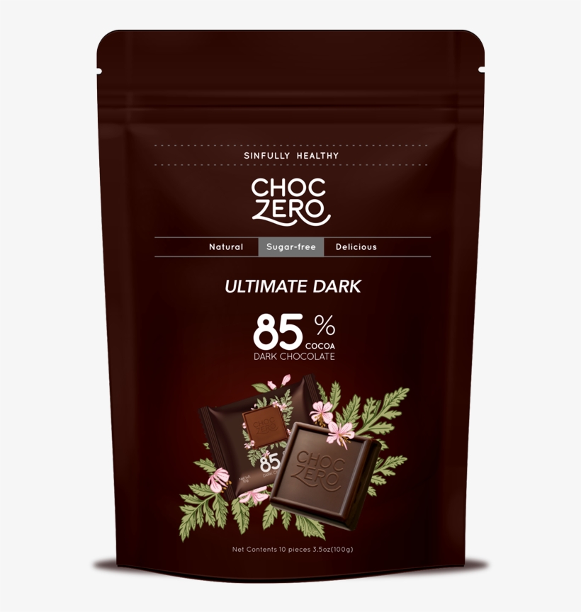 Choczero Premium 85% Dark Chocolate Squares, transparent png