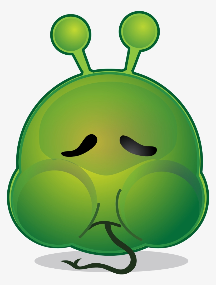 Smiley Green Alien Sickoff, transparent png