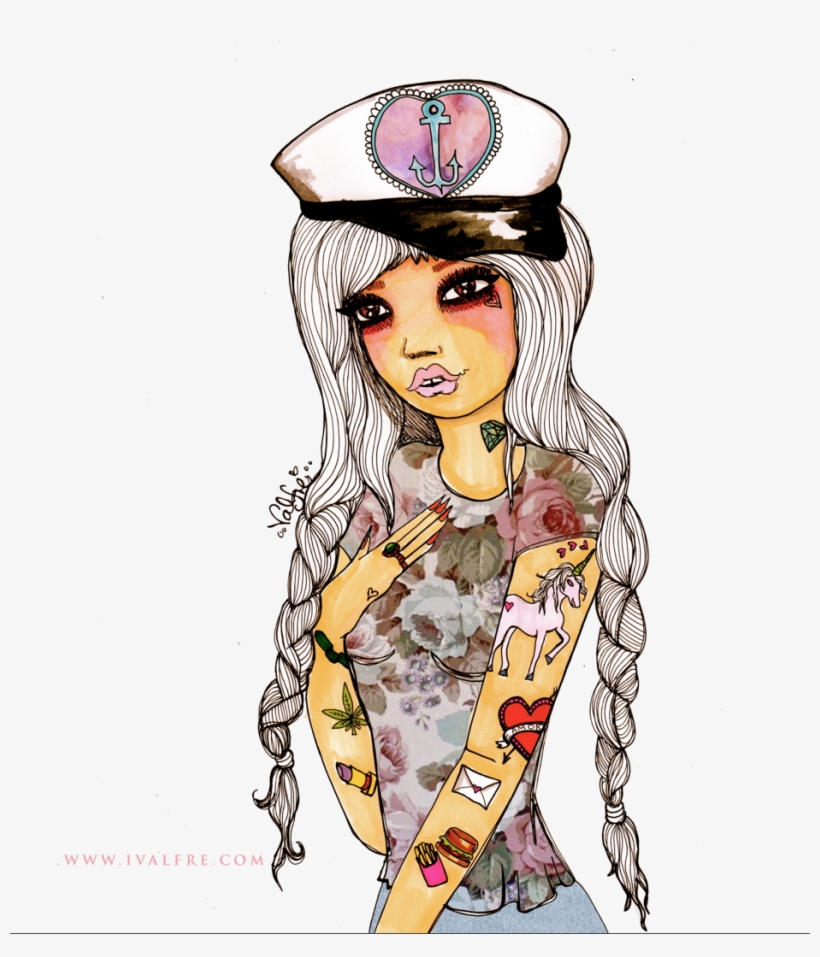 Valfre Sailor Girl Pies Art, Funky Art, Pastel Goth,, transparent png
