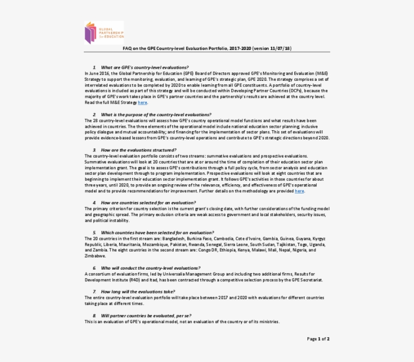 Faq On Gpe Country Level Evaluation Portfolio 2017, transparent png