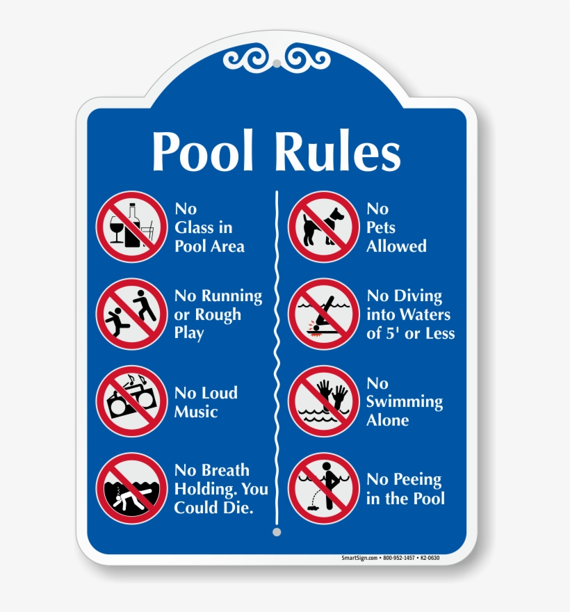 Pool Rules, Prohibition Rules At Pool Area With Graphics - 608x800 PNG ...