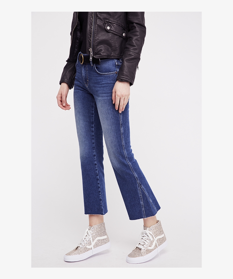 Free People Rita Crop Flare Jeans Dark Denim, transparent png
