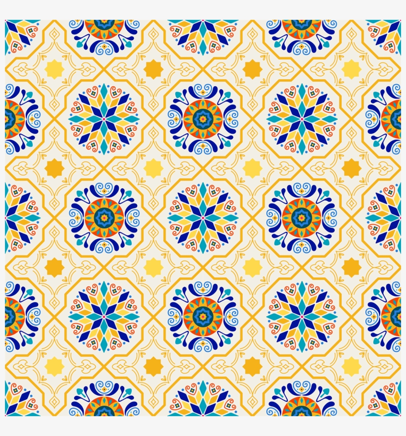 Cheery Modern Moorish Tiles // Bright Sunny Spanish-inspired, transparent png