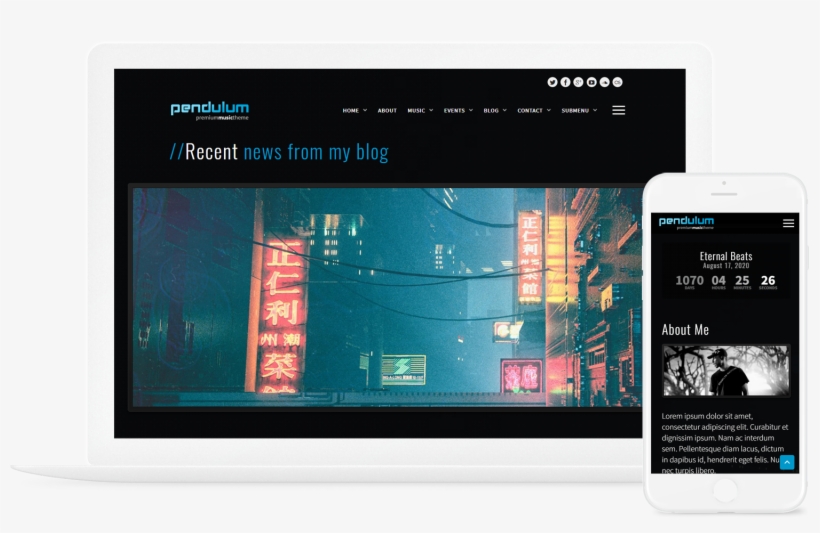 Pendulum Beat Producers, Djs & Events Theme For Wordpress, transparent png