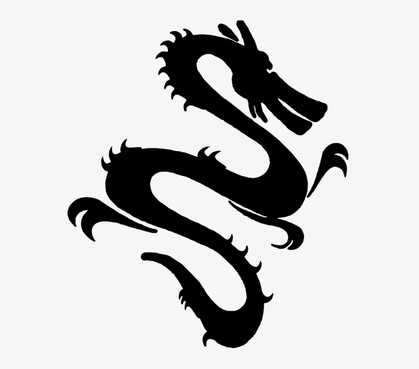 Black And White Dragon Tattoo Chinese Dragon Silhouette Png 555x643