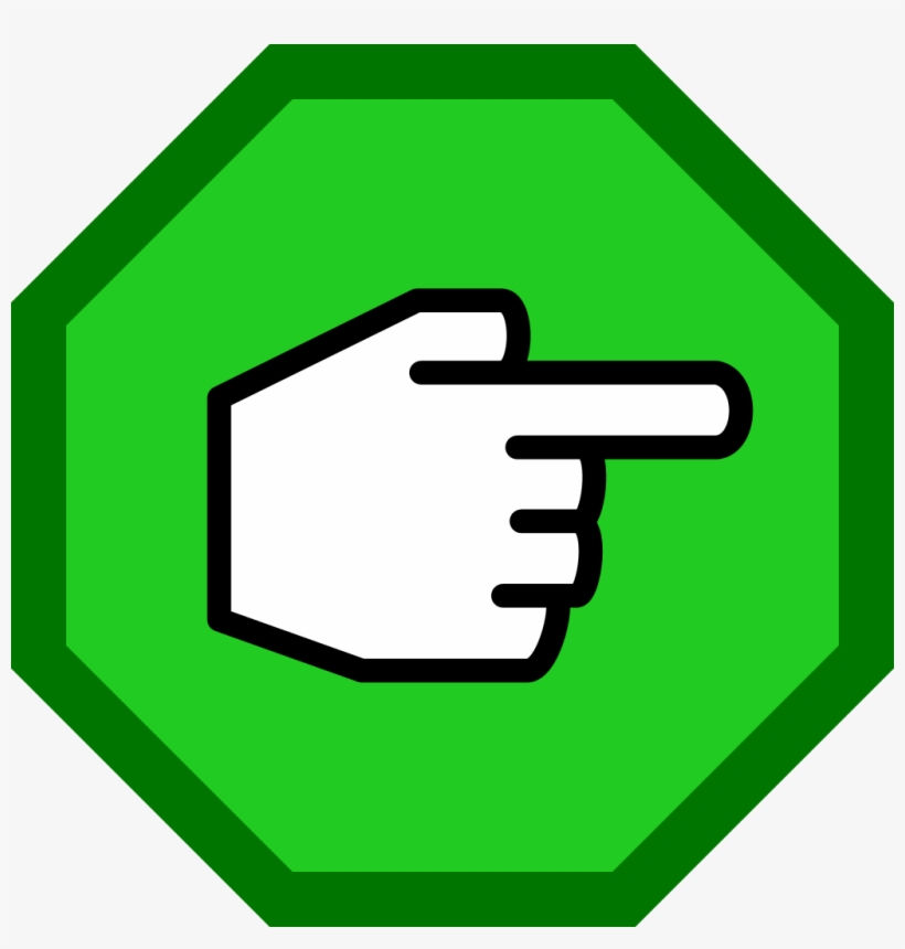 Right-pointing Hand In Green Octagon - Archive Flat Icon, transparent png