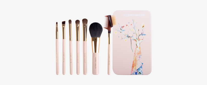 Cerro Qreen Metal Box Makeup Brush Set 7pcs [ - Makeup Brush, transparent png