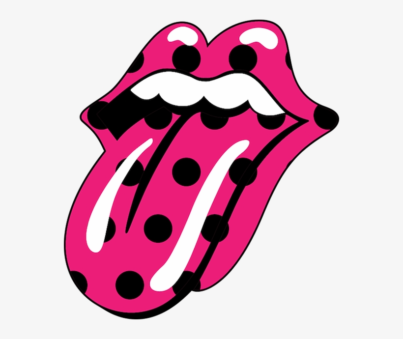 Fuchsia-633645 Hot Pink Black Polka Dots Smile Tongue - Boca De Los Rolling Stones, transparent png