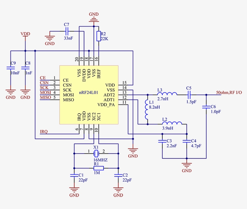 Nrf24l01 Schematic Diagram, transparent png