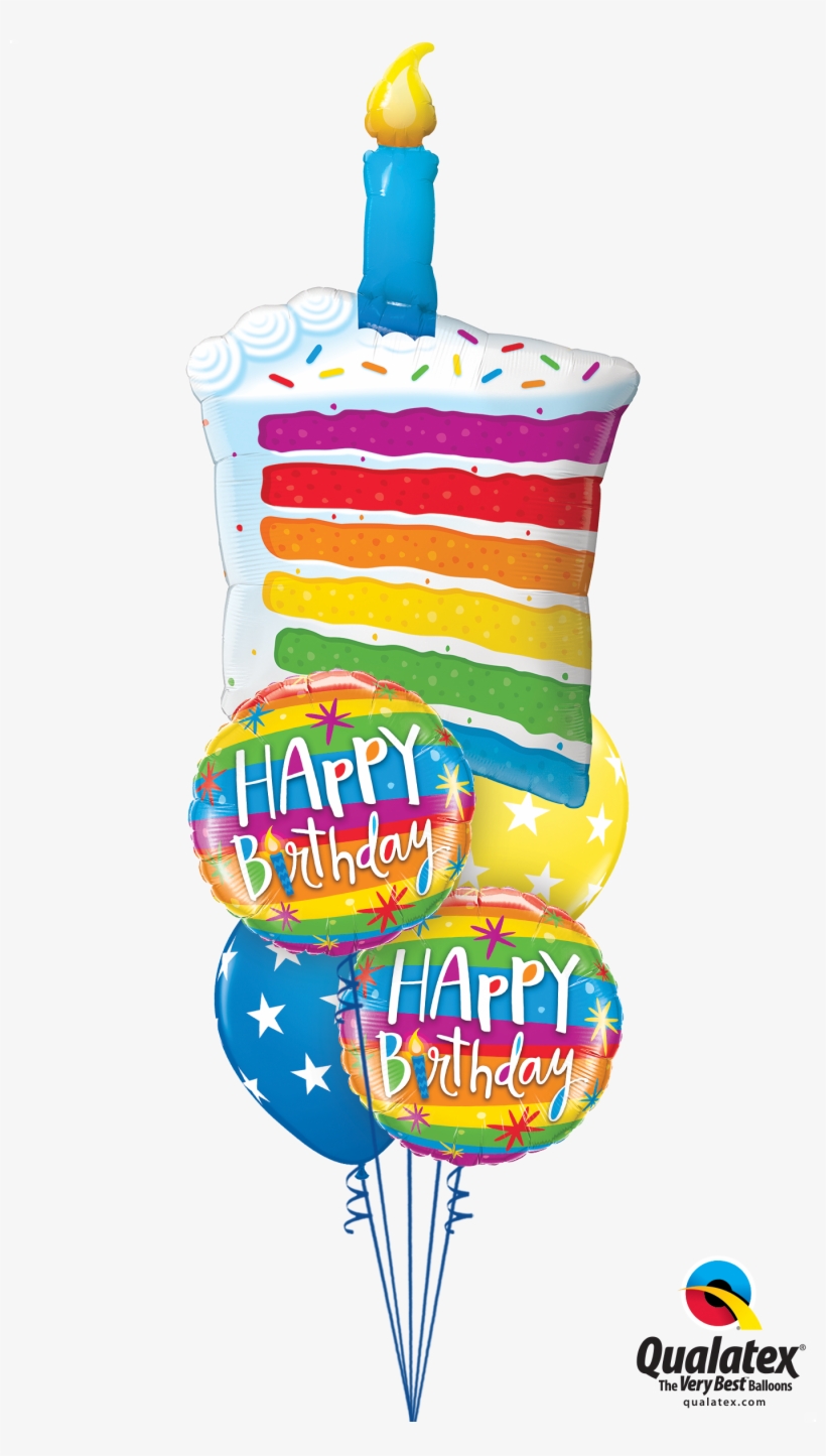 Classic Rainbow Birthday Cake Balloon Bouquet, transparent png