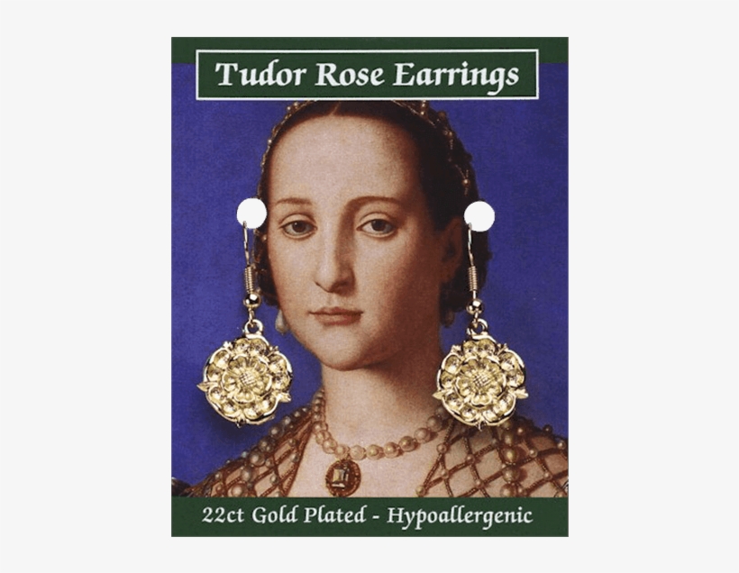 Golden Tudor Rose Earrings, transparent png