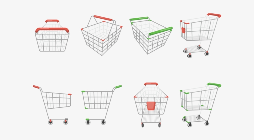 Supermarket Cart Icons Vector, transparent png