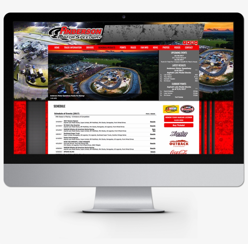 Anderson Motor Speedway Schedule Page, transparent png