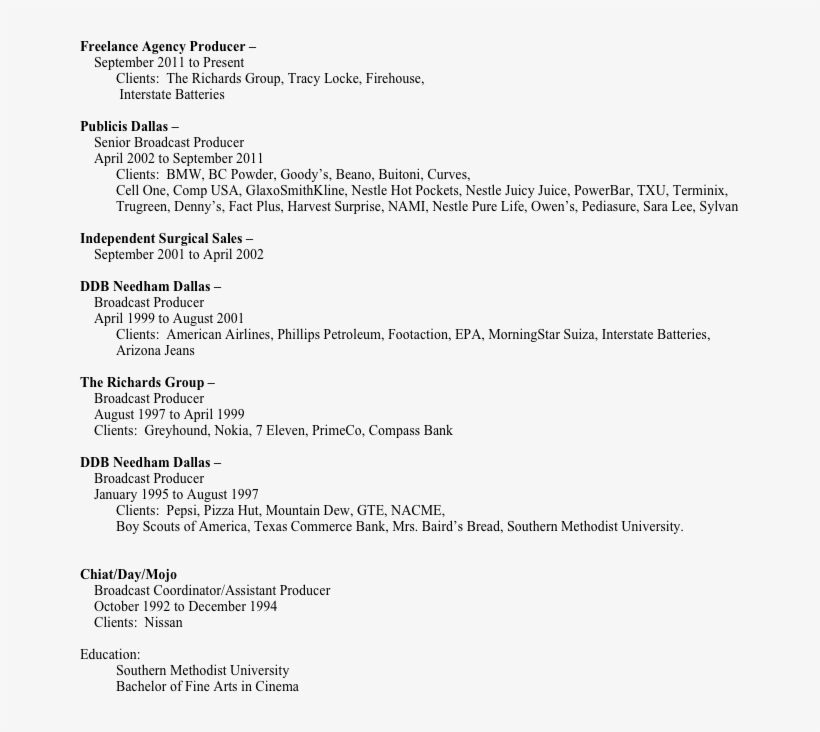 Freelance Agency Producer September 2011 To Present, transparent png