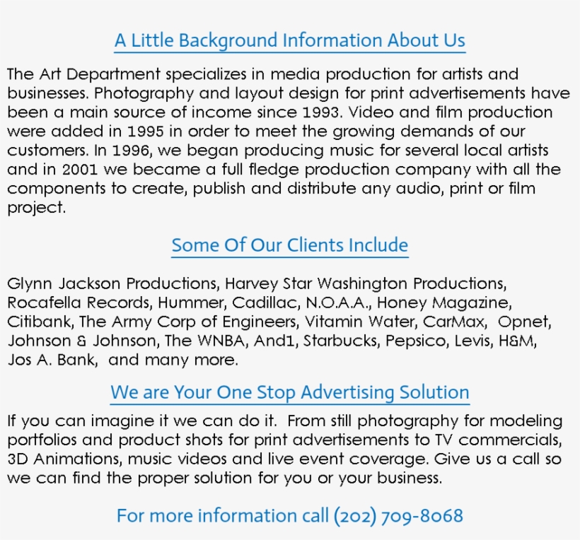 A Little Background Information About Us The Art Department, transparent png