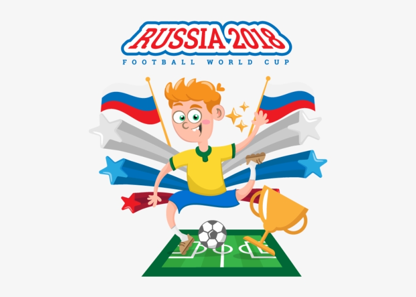 Russia 2018 World Cup Soccer Player Surrounded By Soccer - Cartoon, transparent png