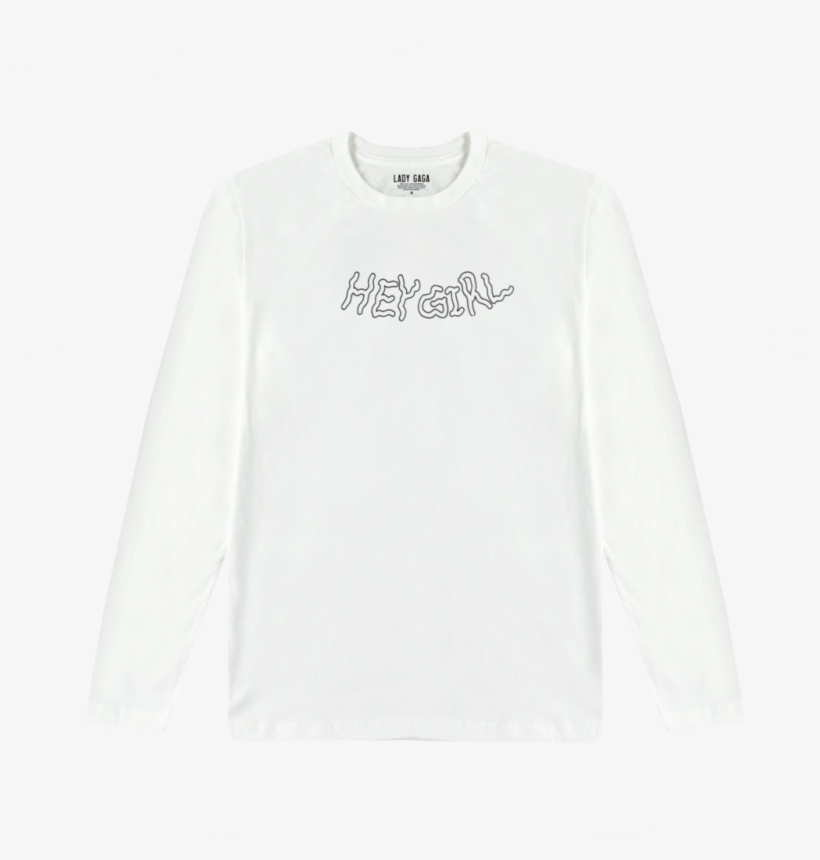 Hey Girl White Long Sleeve T Shirt - Long-sleeved T-shirt, transparent png
