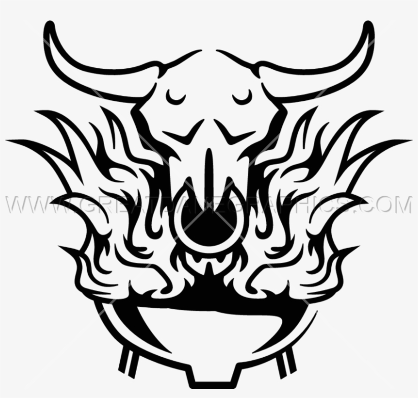 Flaming Skull Bbq Production Ready Artwork For T Shirt - Printed T-shirt, transparent png