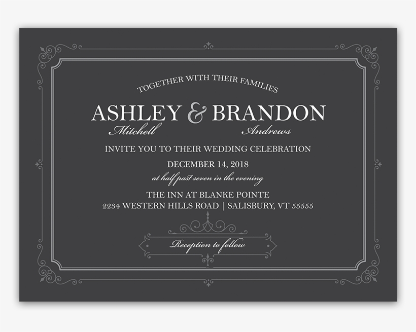 Industrial Border Scrolls Gray Wedding Invitation - Sweet Sixteen, transparent png