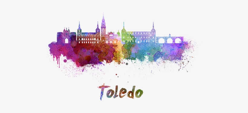 Bleed Area May Not Be Visible - Toledo Skyline In Watercolor, transparent png