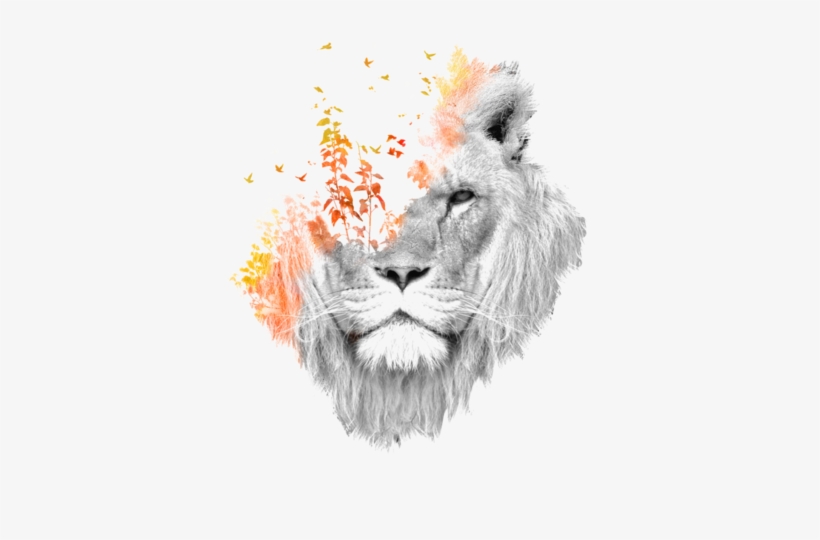 Animal Lion Grass Design Ideas - Double Exposure Rose Tattoos, transparent png