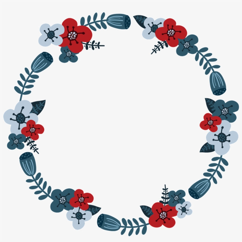Hand Painted Flowers Weeds Round Garland Transparent - O Come Let Us Adore Him, transparent png