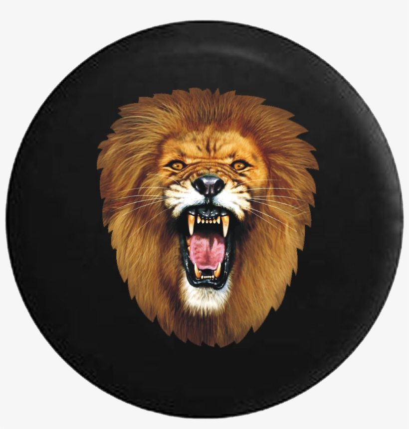 Golden African Lion Roaring Rv Camper Spare Tire Cover-35 - Roar Lion Head Png, transparent png