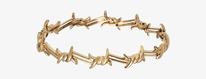 Barbed Wire Gold Bangle For Women - Gold, transparent png