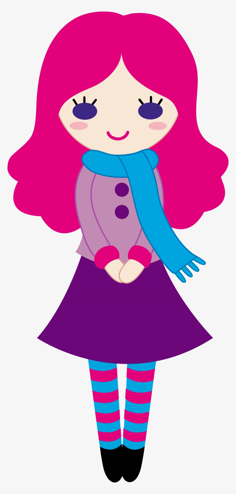 Summer Scarf Cliparts - Clip Art Of Girl, transparent png