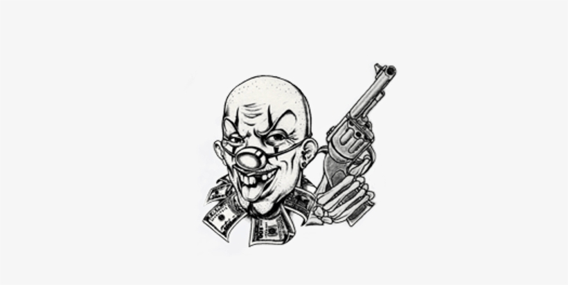 Clown And Gun Tattoo - Gun Tattoo Png, transparent png