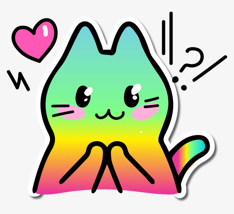 Colorful Cute Cat Meow Love Emjoi Wow Sticker, transparent png