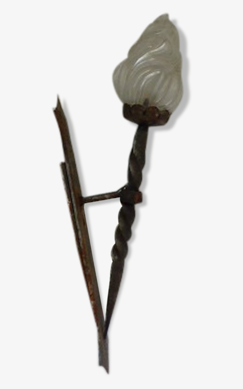 Torch Wall Lamp Wrought Iron And Flame Art Deco Globe, transparent png