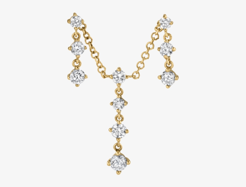Diamond Connected Droplet Earring, transparent png